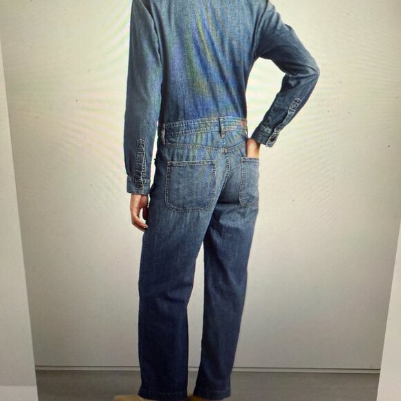 RIVET UTILITY Boyfriend Denim Jumpsuit Size Small Color: Mid denim - Picture 3 of 15